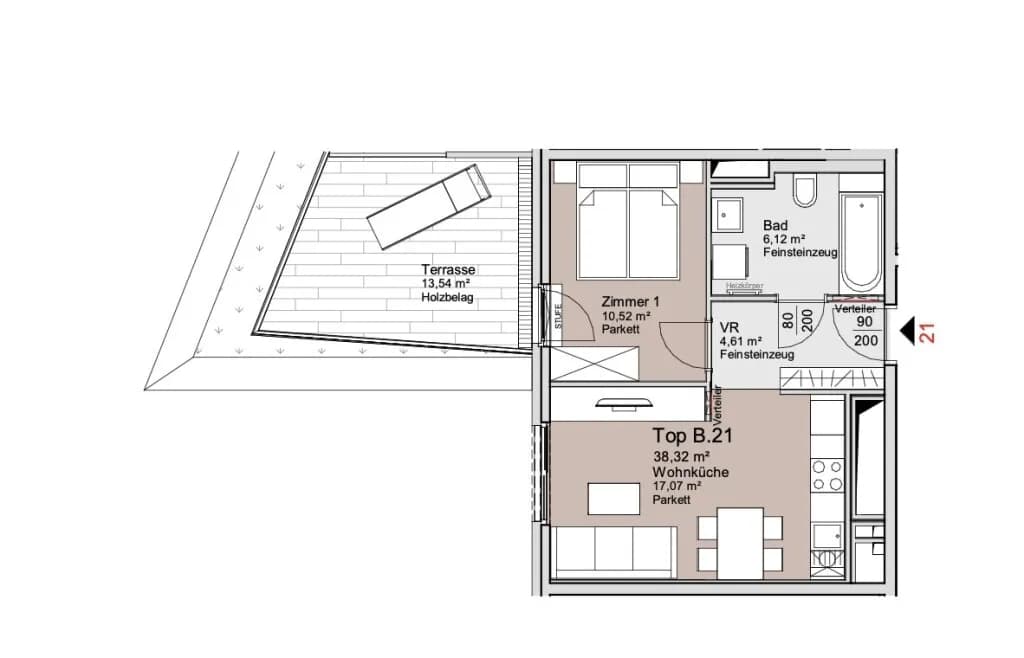 2-Zimmer-Wohnung mieten in Wien – 38,32 m², € 899 – Bild 8 von 8