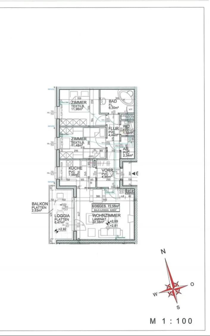 3-Zimmer-Wohnung mieten in Wiener Neustadt – 72,58 m², € 668 – Bild 2 von 2
