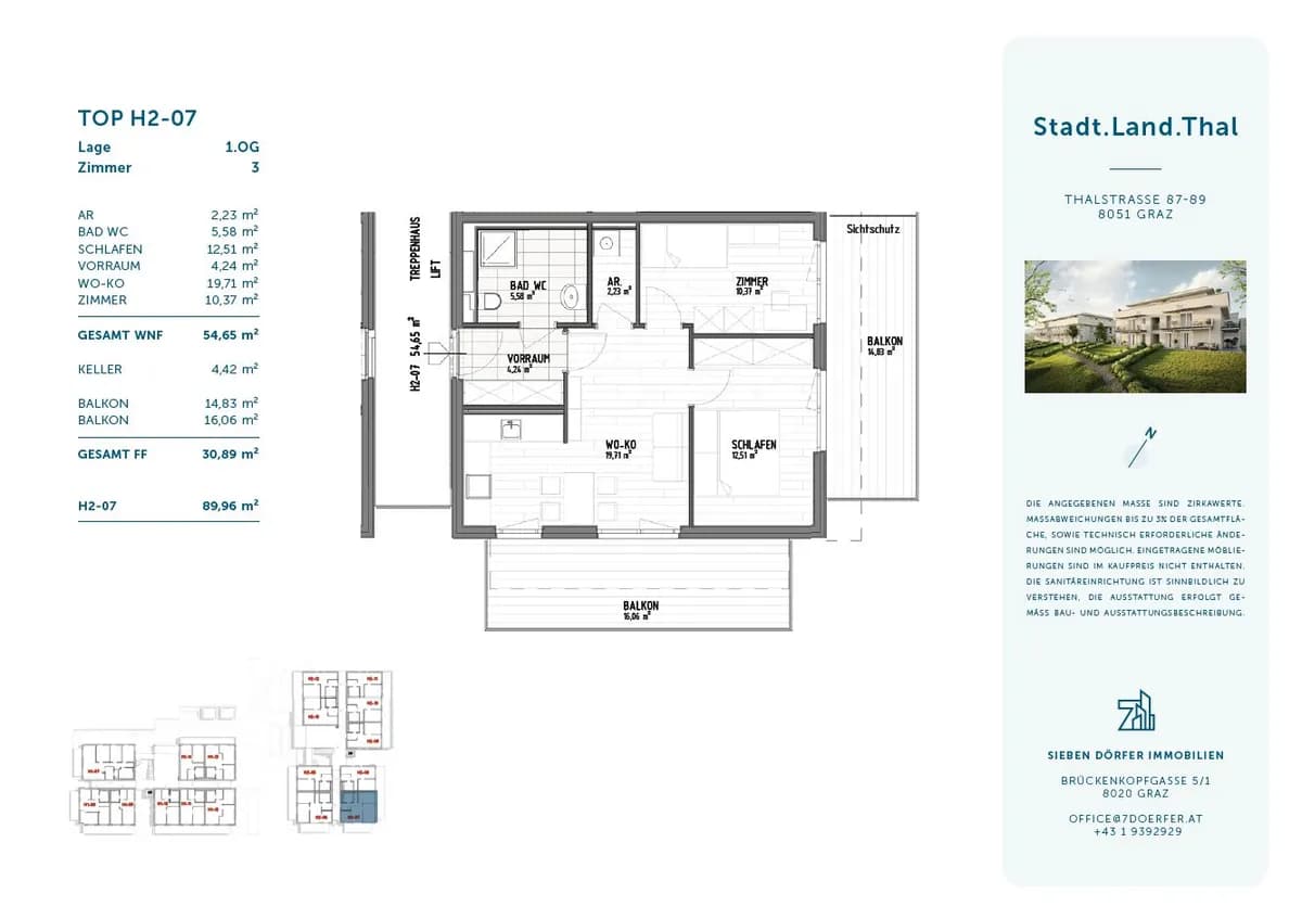 3-Zimmer-Wohnung mieten in Graz – 54,65 m², € 961 – Bild 4 von 13
