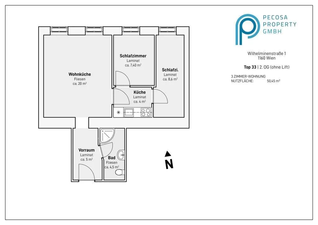 3-Zimmer-Wohnung kaufen in Wien – 50,45 m², € 239.500 – Bild 13 von 13