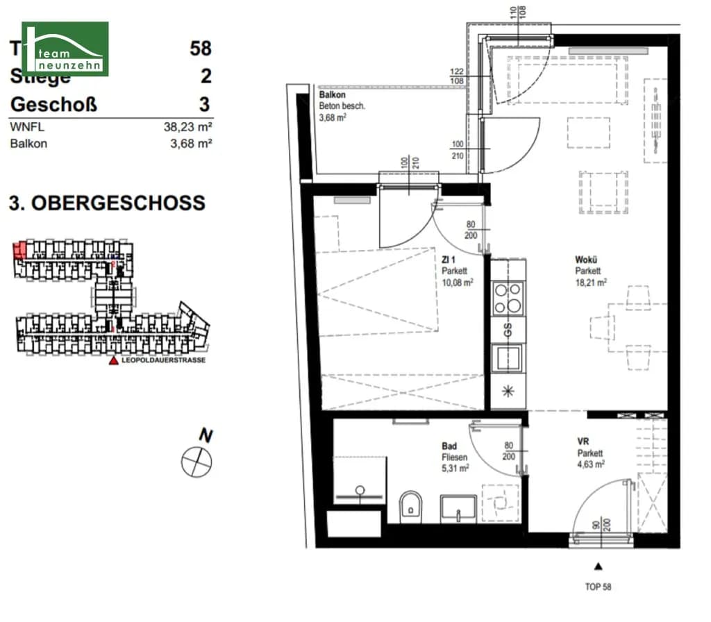 2-Zimmer-Wohnung mieten in Wien – 38,31 m², € 750 – Bild 22 von 22