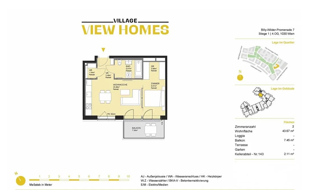 2-Zimmer-Wohnung mieten in Wien – 44 m², € 1.160 – Bild 5 von 28