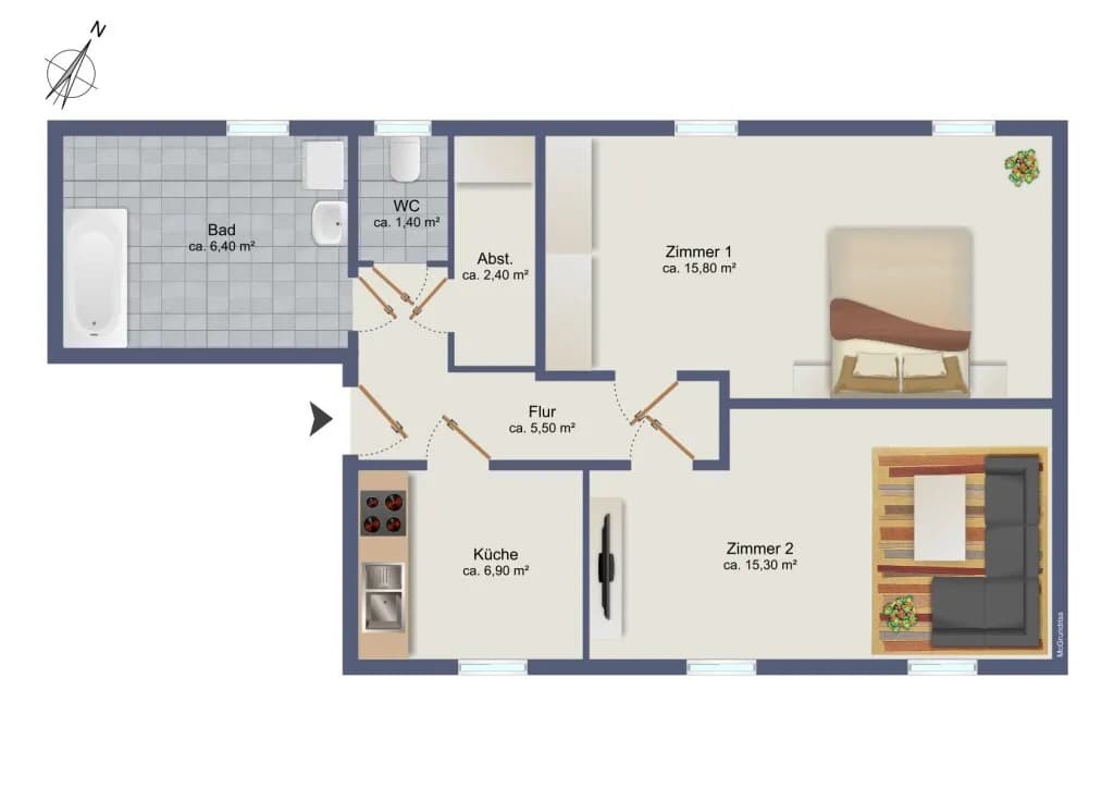 2-Zimmer-Wohnung mieten in Graz – 54,86 m², € 560 – Bild 6 von 6