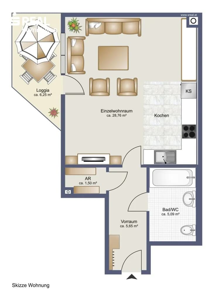 1-Zimmer-Wohnung kaufen in Wien – 42,04 m², € 165.000 – Bild 11 von 12