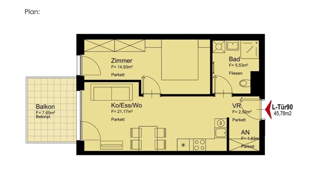 2-Zimmer-Wohnung mieten in Wien – 46 m², € 949 – Bild 23 von 23