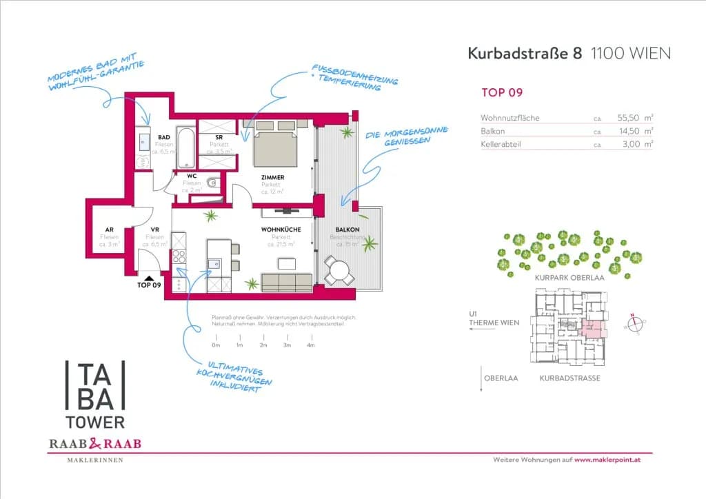 2-Zimmer-Wohnung mieten in Wien – 55,5 m², € 1.211 – Bild 15 von 15