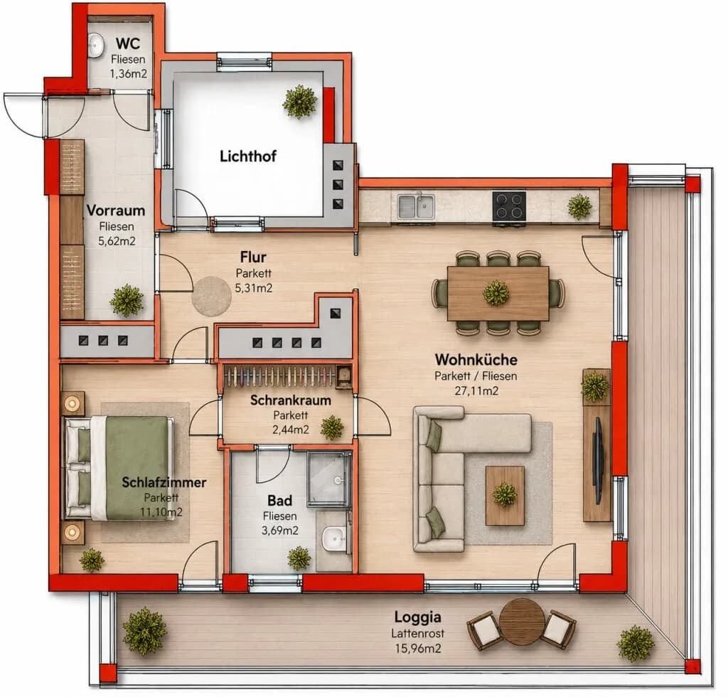 2-Zimmer-Wohnung kaufen in Wien – 56,63 m², € 329.000 – Bild 24 von 24