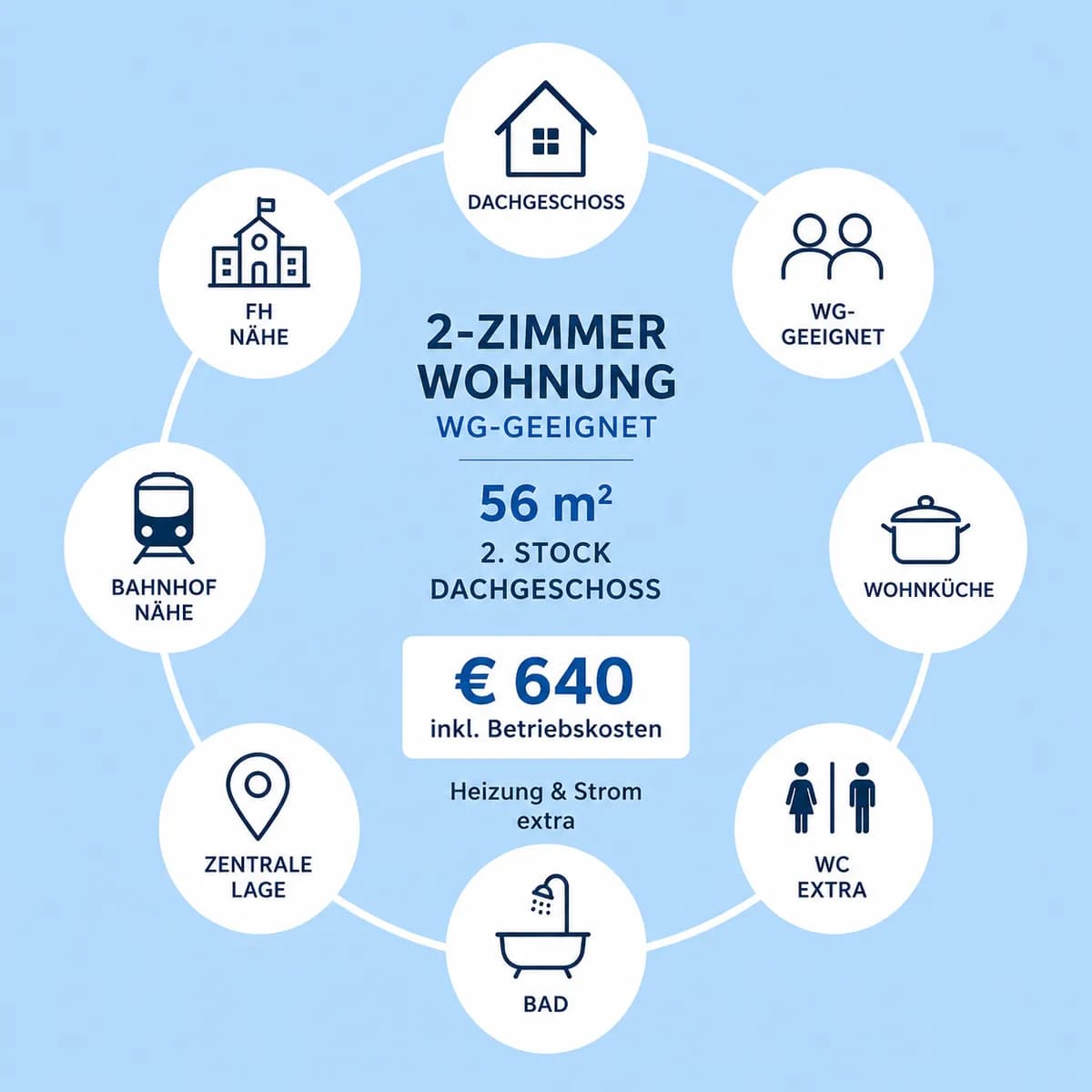 3-Zimmer-Wohnung mieten in Sankt Pölten – 56 m², € 640