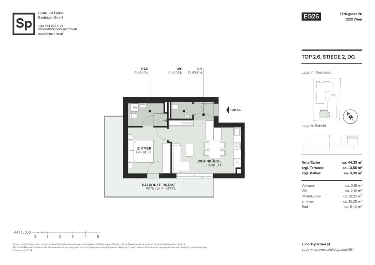 2-Zimmer-Wohnung kaufen in Wien – 44,32 m², € 419.000 – Bild 14 von 15