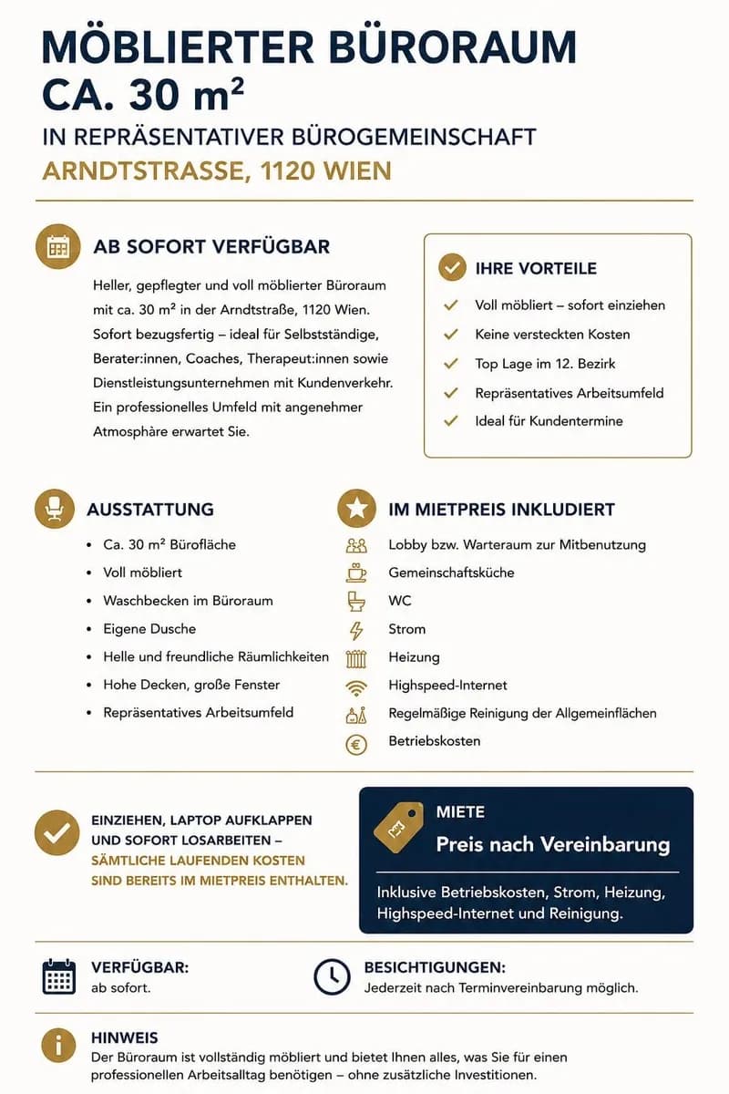 1-Zimmer-Gewerbeimmobilie mieten in Wien – 30 m², € 600 – Bild 2 von 2