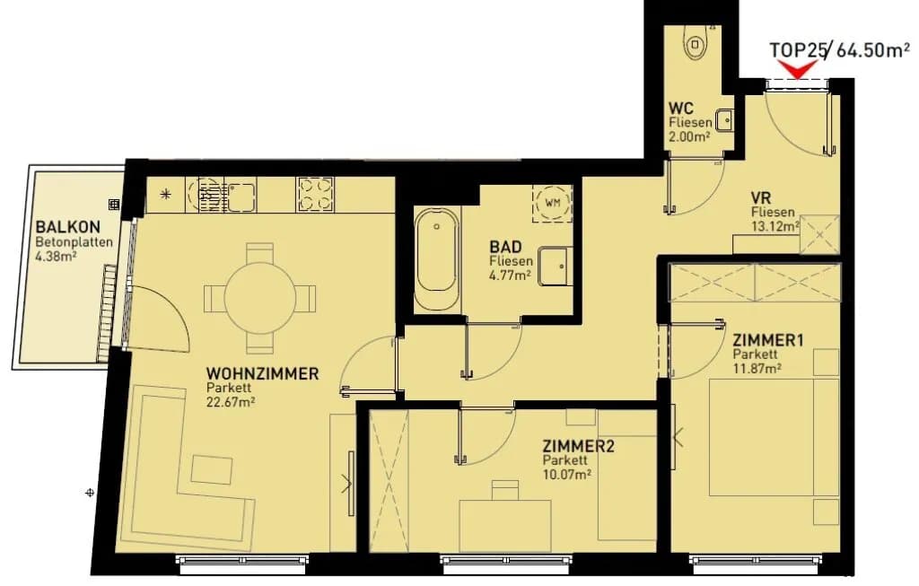 3-Zimmer-Wohnung mieten in Wien – 61,77 m², € 1.119 – Bild 14 von 14