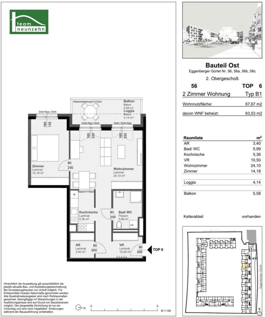 2-Zimmer-Wohnung mieten in Graz – 63,53 m², € 773 – Bild 16 von 16