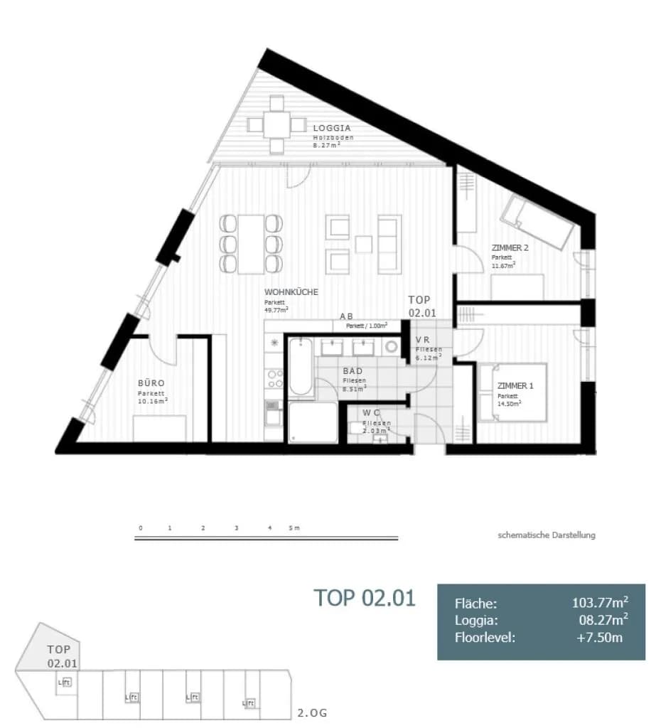 4-Zimmer-Wohnung mieten in Linz – 103,77 m², € 1.664 – Bild 5 von 5
