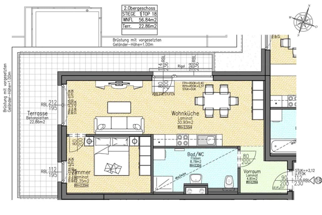 2-Zimmer-Wohnung mieten in Krems Land – 56,84 m², € 630 – Bild 2 von 7