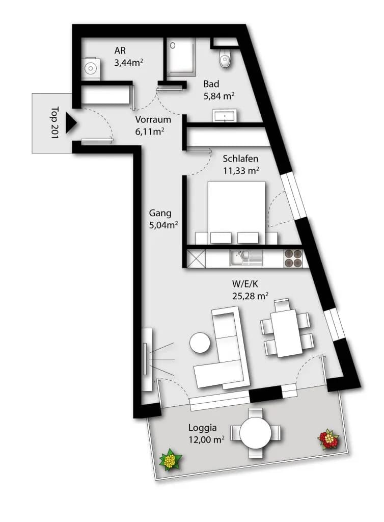 2-Zimmer-Wohnung kaufen in Wels-Land – 57,04 m², € 269.000 – Bild 9 von 9
