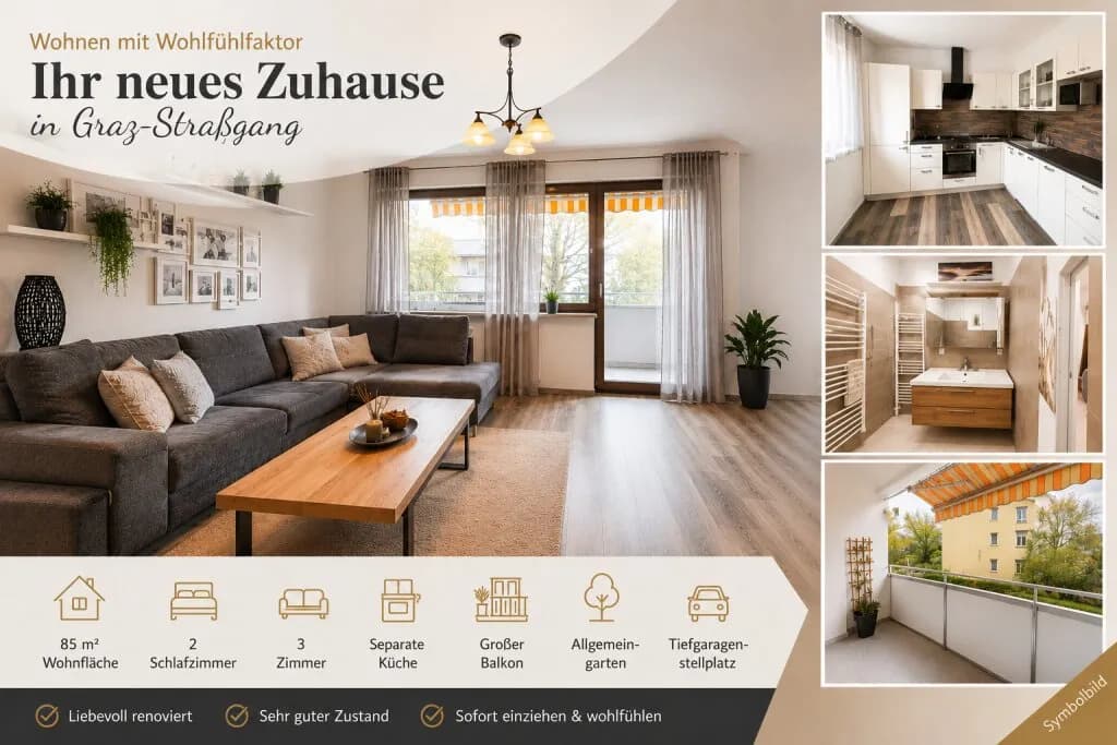 3-Zimmer-Wohnung kaufen in Graz – 85 m², € 299.000 – Bild 1 von 14