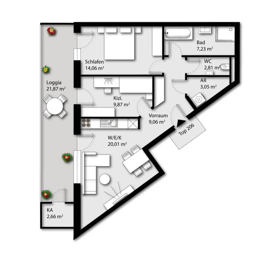 3-Zimmer-Wohnung kaufen in Wels-Land – 66,09 m², € 306.000 – Bild 9 von 9