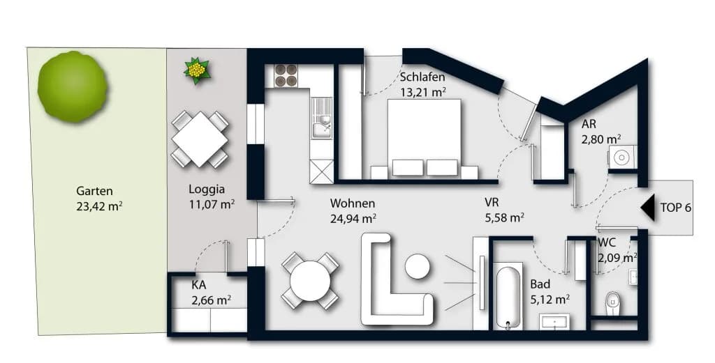 2-Zimmer-Wohnung kaufen in Wels-Land – 53,24 m², € 259.000 – Bild 9 von 9