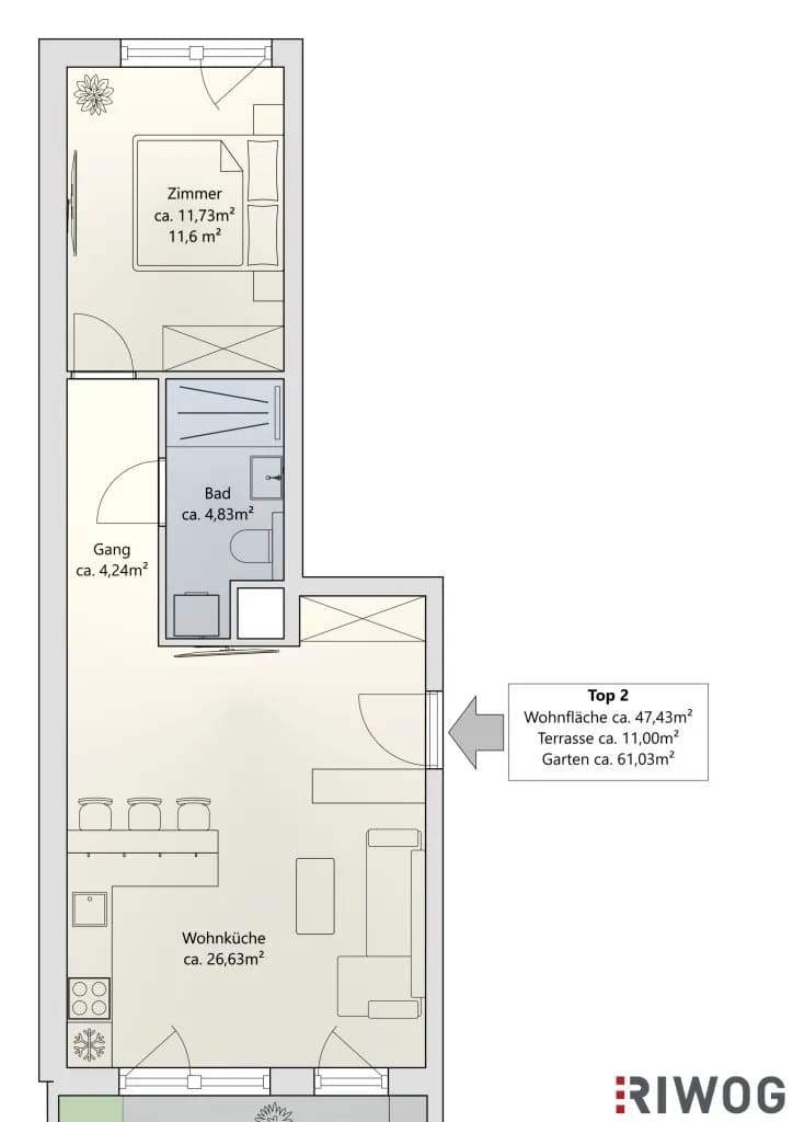 2-Zimmer-Wohnung kaufen in Wien – 47,43 m², € 306.000 – Bild 19 von 21
