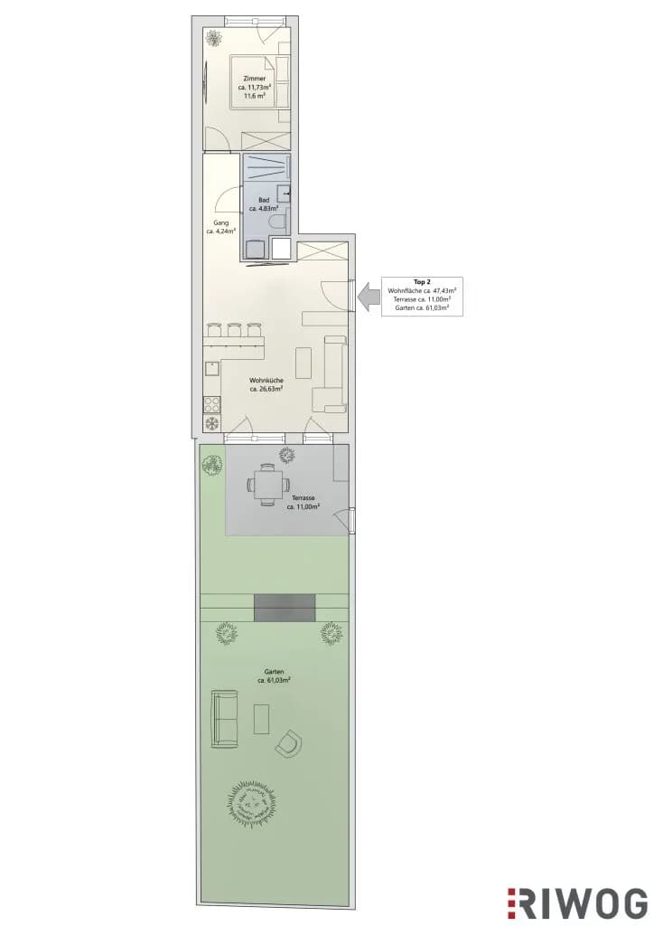 2-Zimmer-Wohnung kaufen in Wien – 47,43 m², € 306.000 – Bild 20 von 21