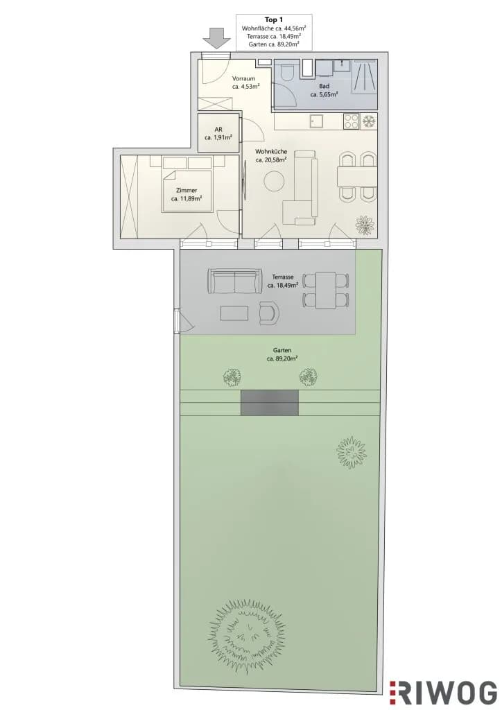 2-Zimmer-Wohnung kaufen in Wien – 44,56 m², € 325.000 – Bild 22 von 23