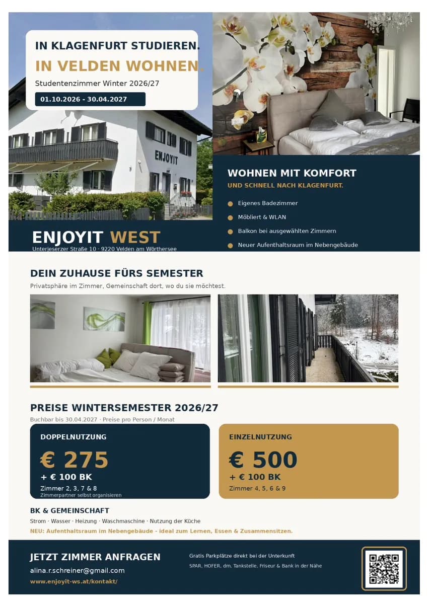 Wohnung mieten in Villach Land – 20 m², € 375