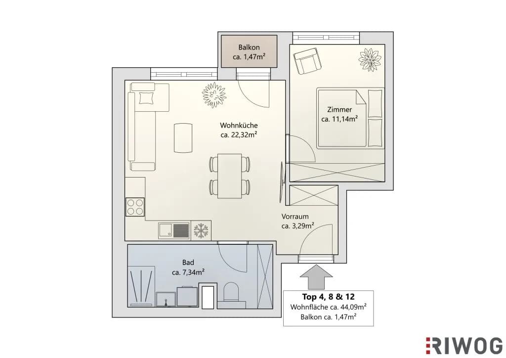 2-Zimmer-Wohnung kaufen in Wien – 44,09 m², € 278.000 – Bild 19 von 20