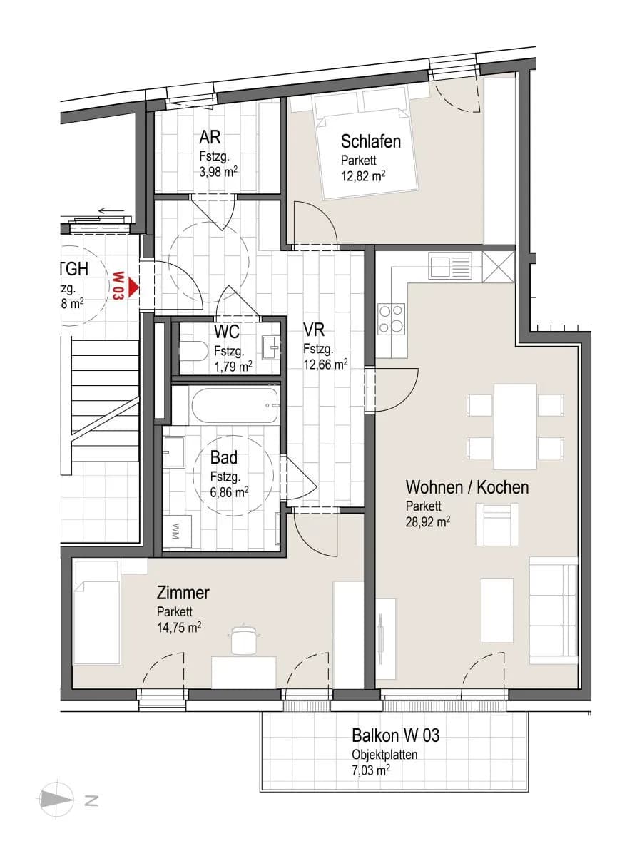 3-Zimmer-Wohnung mieten in Salzburg Stadt – 82 m², € 1.857 – Bild 5 von 5