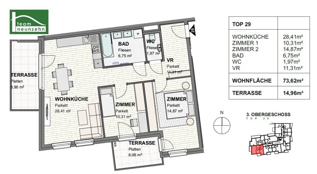 3-Zimmer-Wohnung mieten in Sankt Pölten – 73,62 m², € 1.199 – Bild 23 von 23