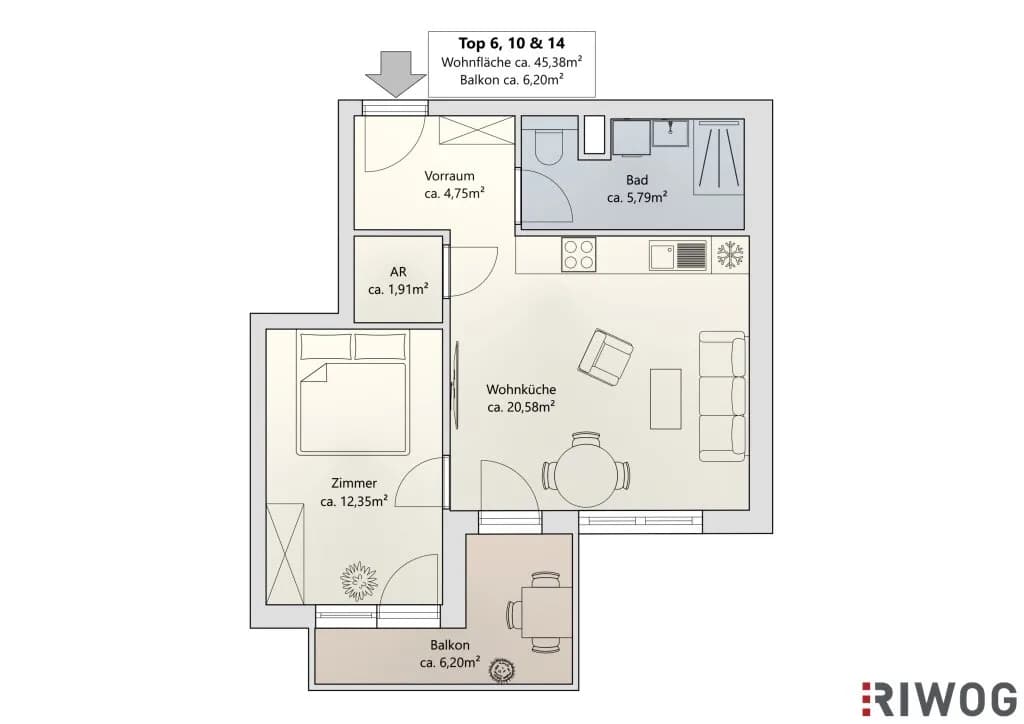 2-Zimmer-Wohnung kaufen in Wien – 45,38 m², € 297.000 – Bild 17 von 18