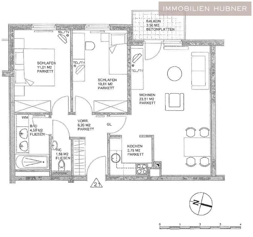 3-Zimmer-Wohnung mieten in Wien – 61,68 m², € 1.499 – Bild 10 von 11