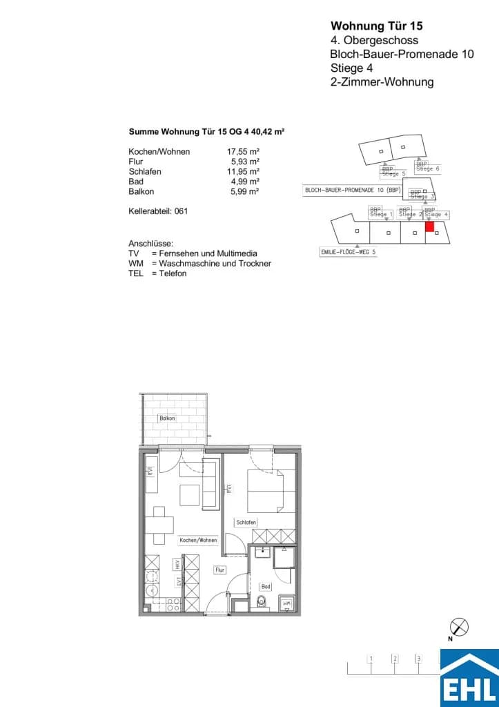 2-Zimmer-Wohnung mieten in Wien – 40,42 m², € 970 – Bild 5 von 5