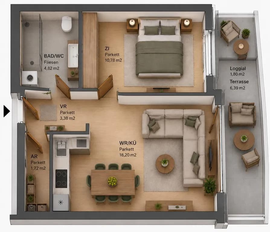 2-Zimmer-Wohnung kaufen in Klagenfurt – 38,89 m², € 159.900 – Bild 8 von 8