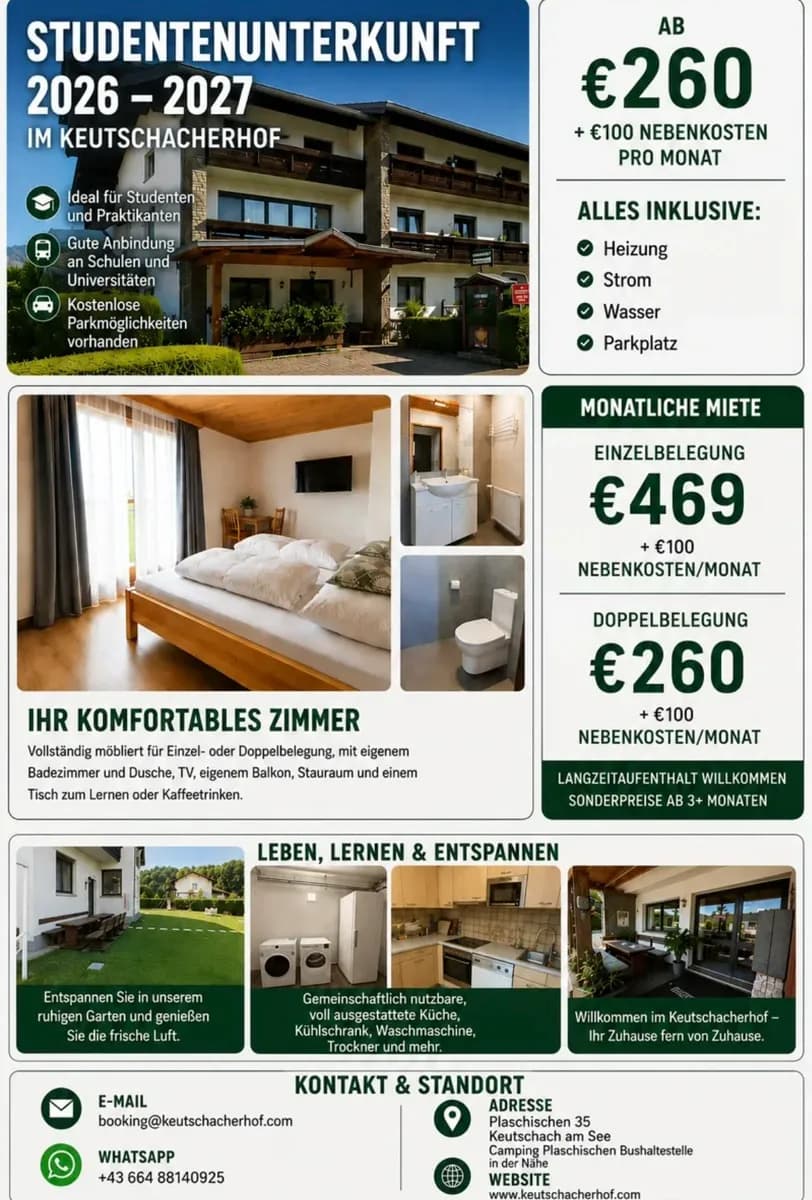 1-Zimmer-Wohnung mieten in Klagenfurt – 21 m², € 469