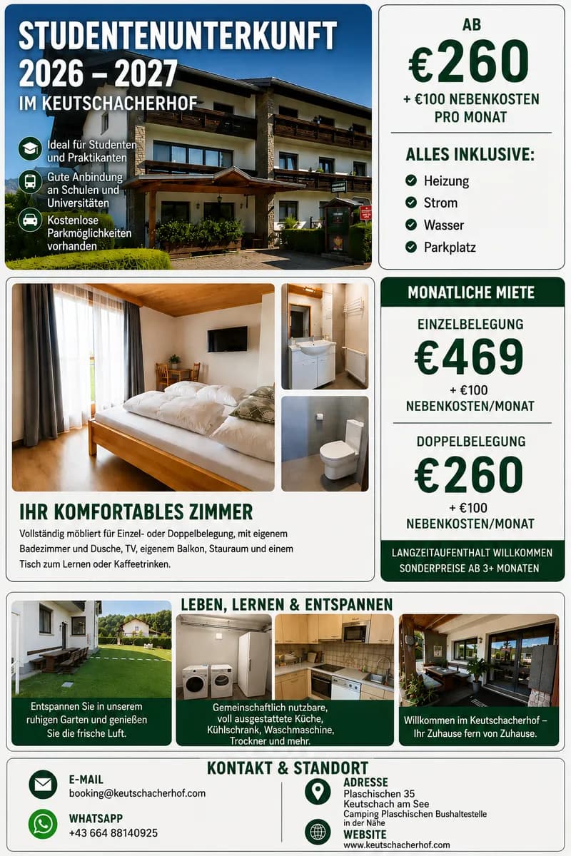 1-Zimmer-Wohnung mieten in Klagenfurt Land – 21 m², € 469
