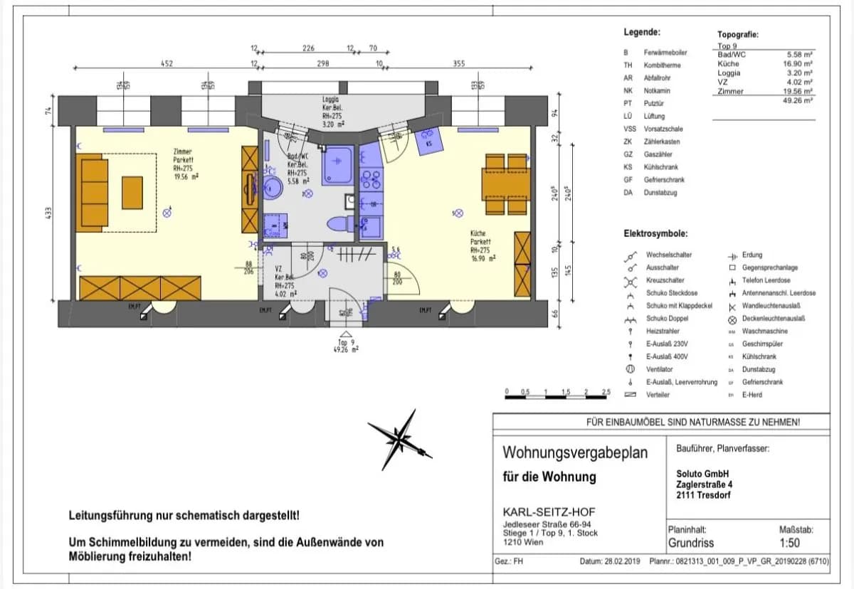 1-Zimmer-Wohnung mieten in Wien – 49 m², € 522