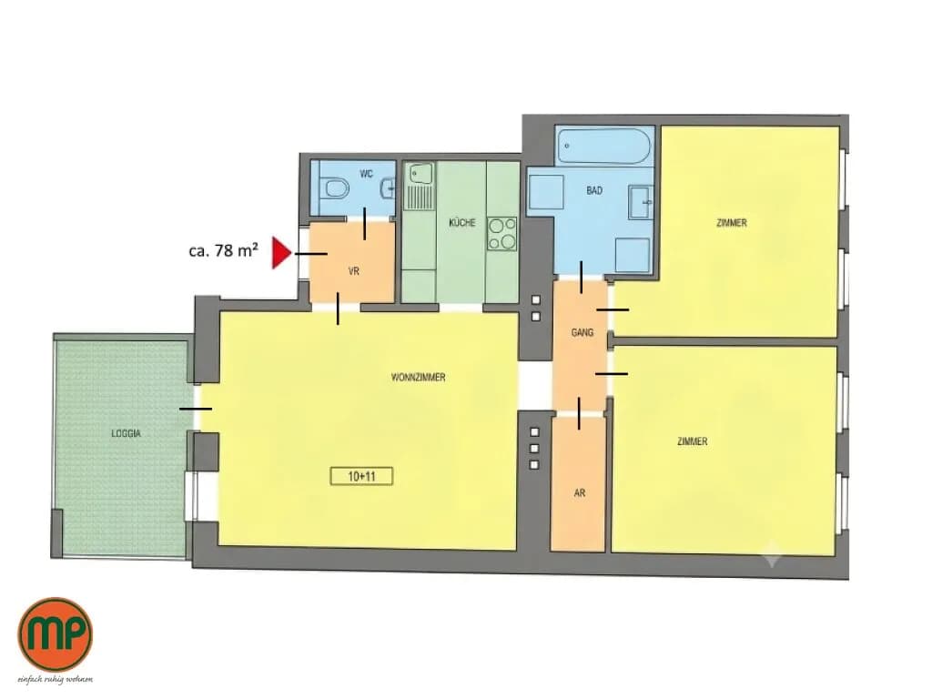 3-Zimmer-Wohnung mieten in Wien – 70,19 m², € 1.288 – Bild 11 von 16