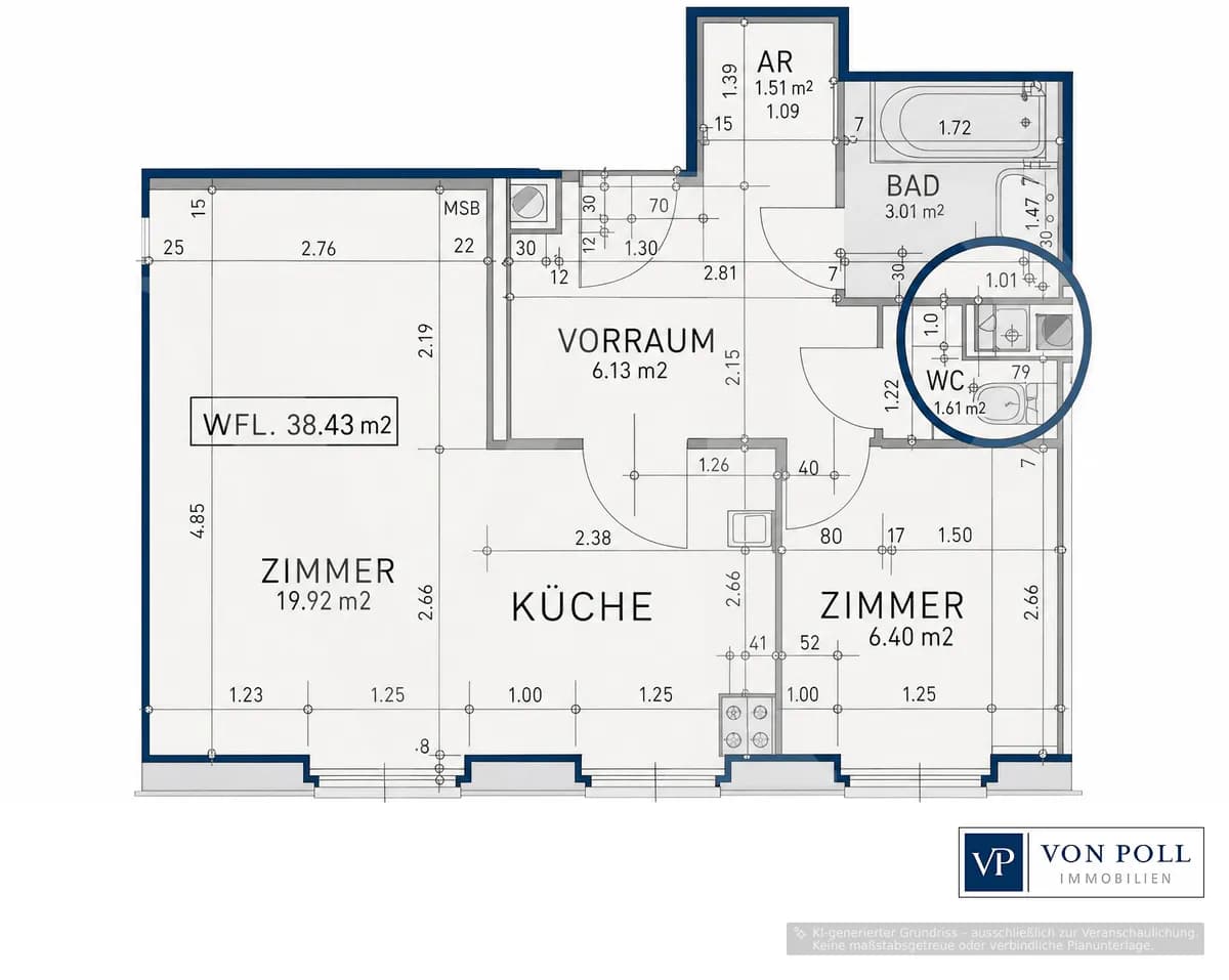 1-Zimmer-Wohnung kaufen in Wien – 38,43 m², € 235.000 – Bild 9 von 9