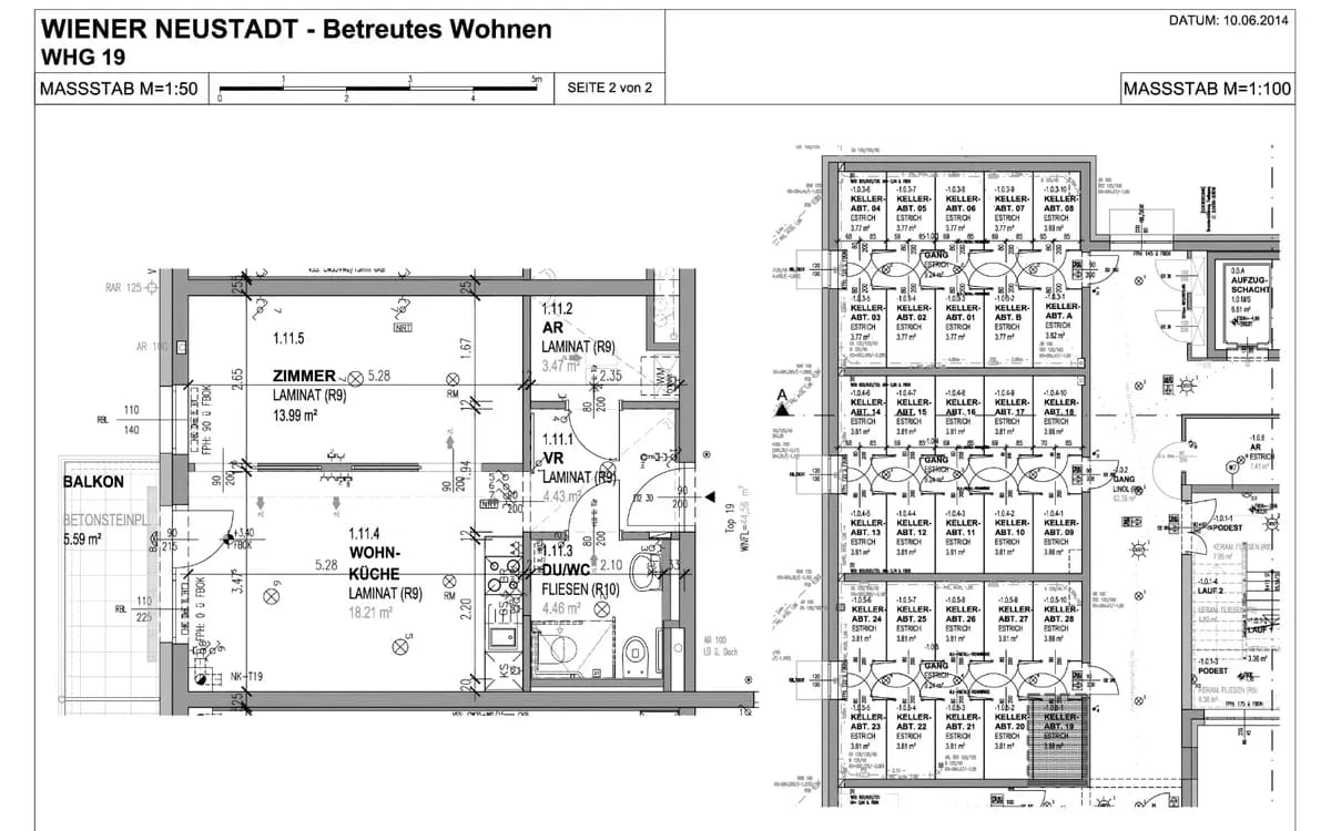 2-Zimmer-Wohnung mieten in Wiener Neustadt – 44,56 m², € 572