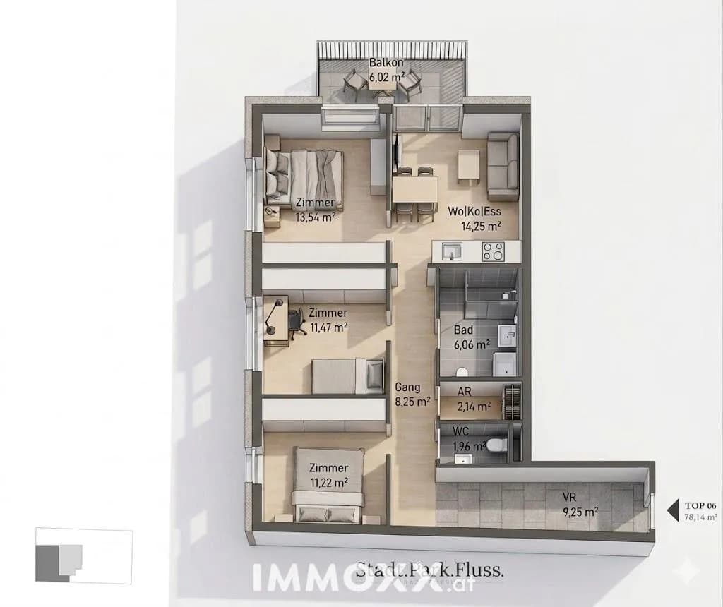 4-Zimmer-Wohnung kaufen in Graz – 78,14 m², € 429.098 – Bild 3 von 3