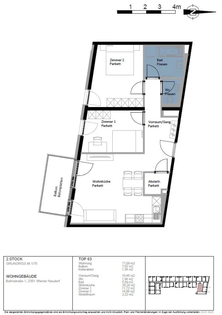 3-Zimmer-Wohnung mieten in Mödling – 71,09 m², € 1.160 – Bild 10 von 10