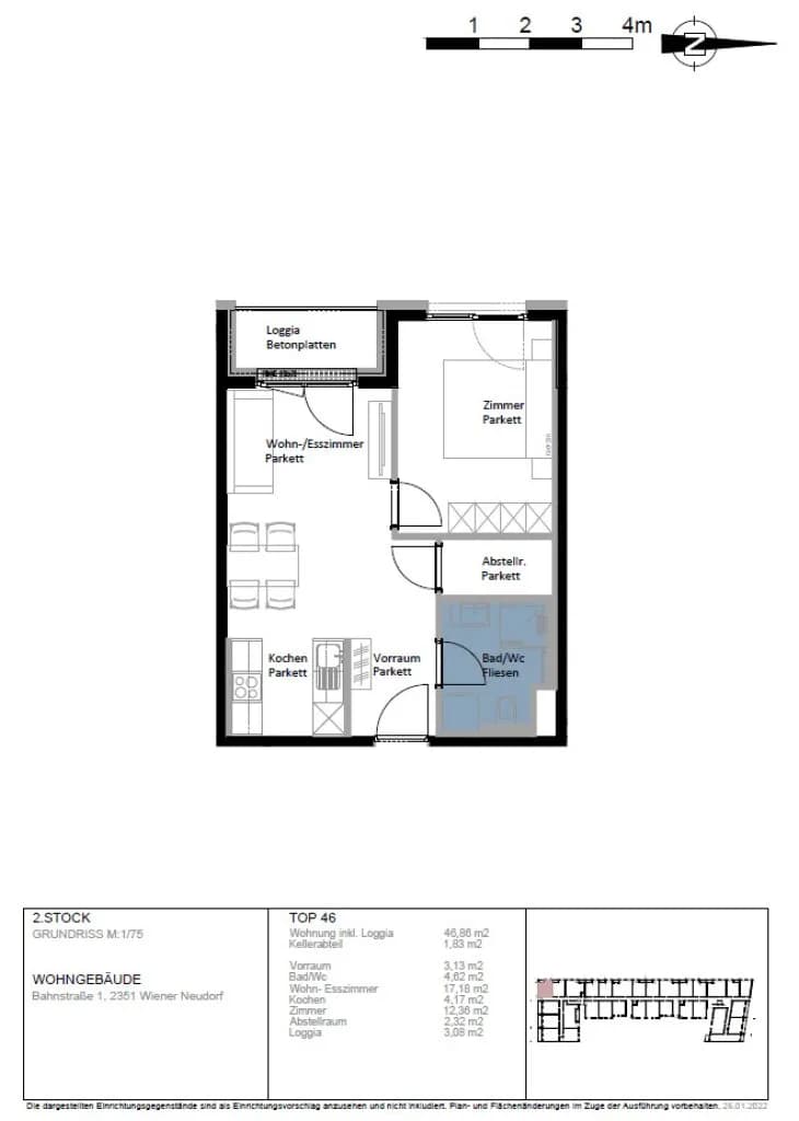 2-Zimmer-Wohnung mieten in Mödling – 46,86 m², € 770 – Bild 12 von 12