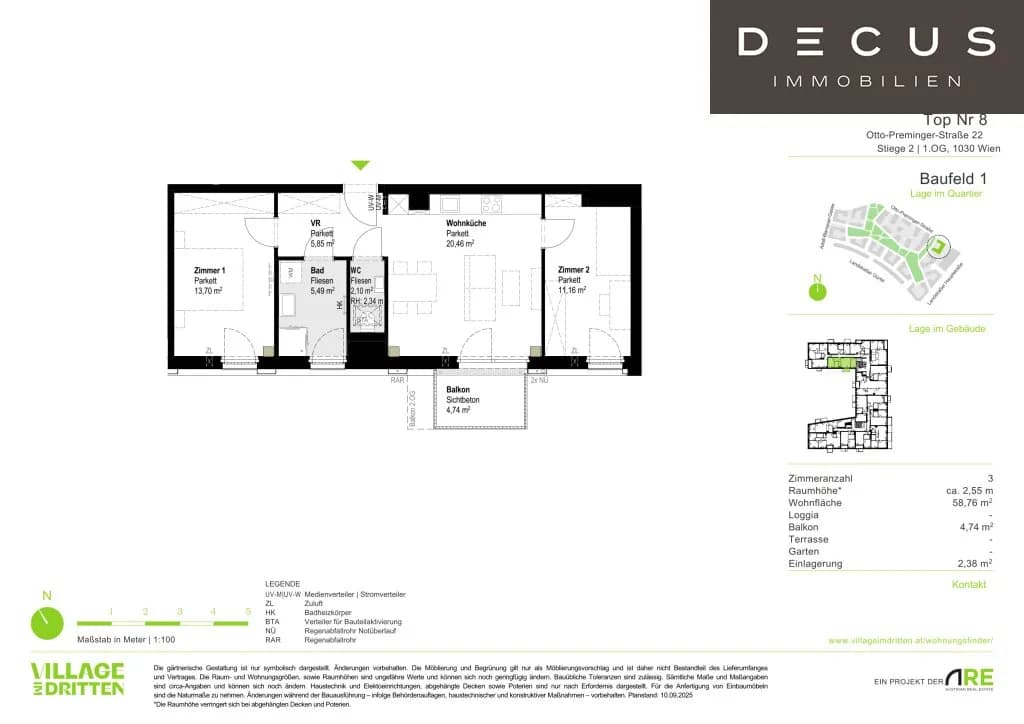 3-Zimmer-Wohnung mieten in Wien – 58,76 m², € 1.329 – Bild 5 von 5