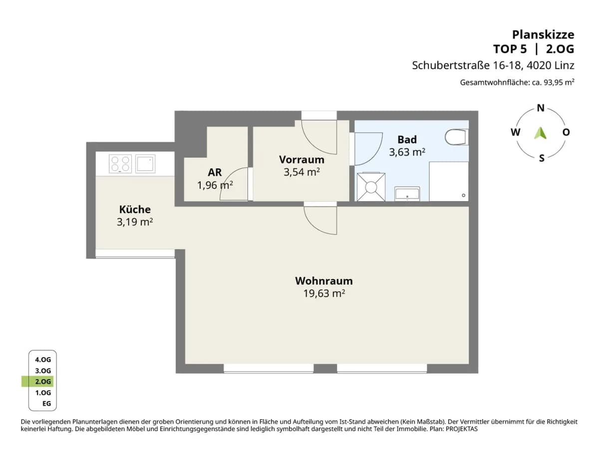 1-Zimmer-Wohnung mieten in Linz – 31,93 m², € 649 – Bild 9 von 9