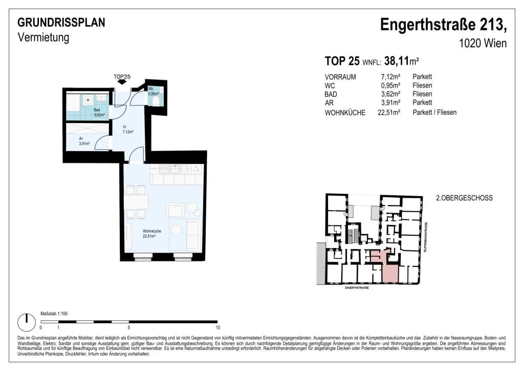 1-Zimmer-Wohnung mieten in Wien – 38 m², € 810 – Bild 4 von 4