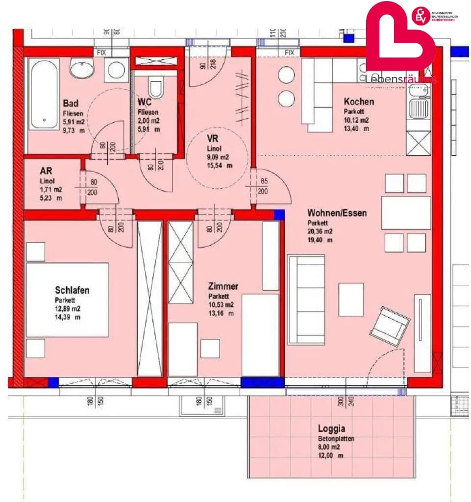 3-Zimmer-Wohnung mieten in Rohrbach – 80,61 m², € 812 – Bild 9 von 9