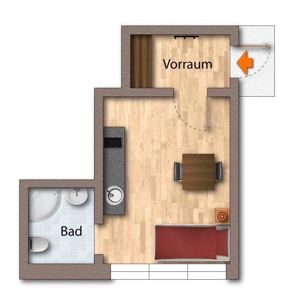 1-Zimmer-Wohnung mieten in Gmunden – 16 m², € 330 – Bild 7 von 7