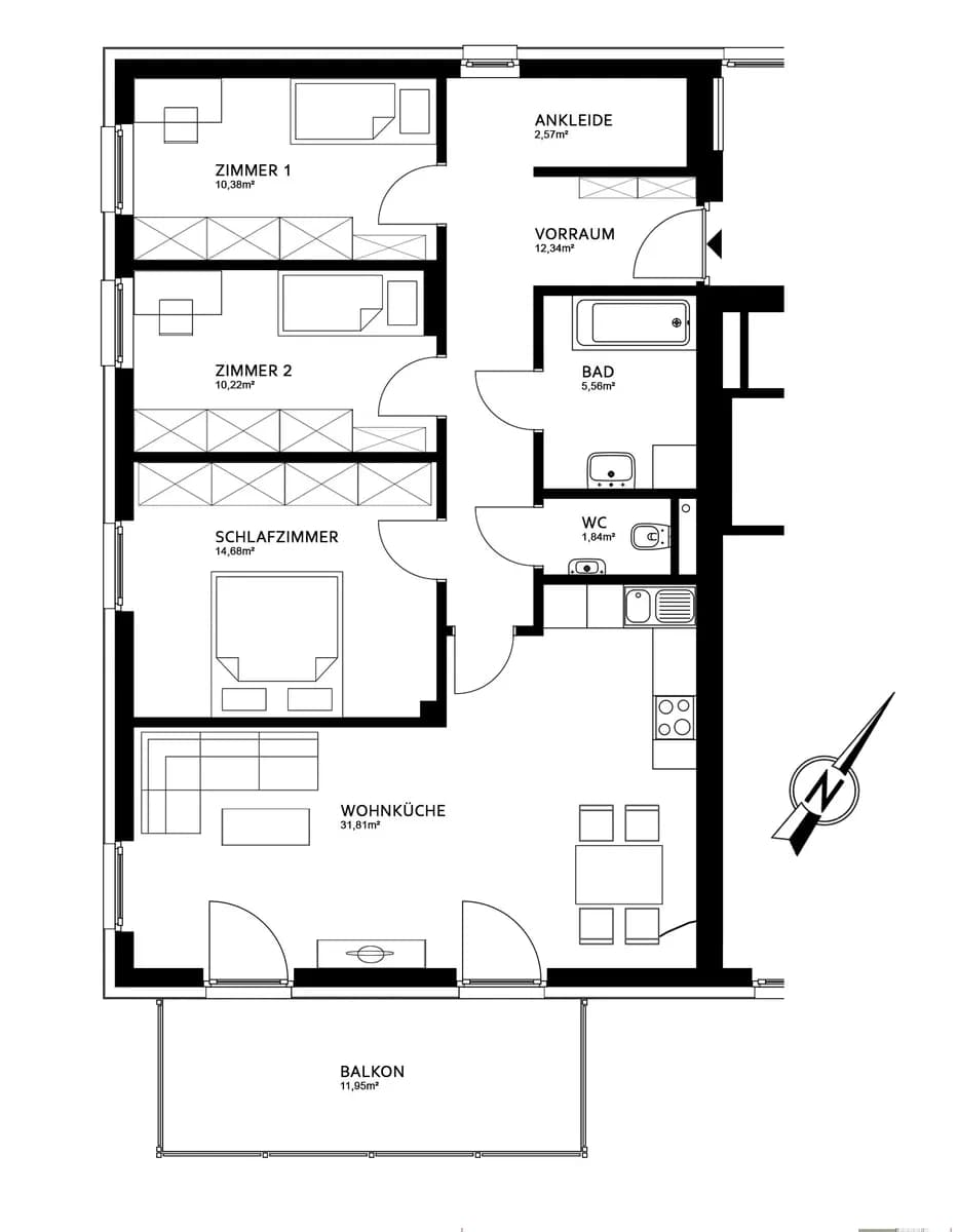 4-Zimmer-Wohnung mieten in Murau – 89,4 m², € 671 – Bild 2 von 16