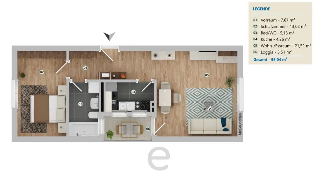 2-Zimmer-Wohnung kaufen in Wels – 51,53 m², € 169.000 – Bild 13 von 14
