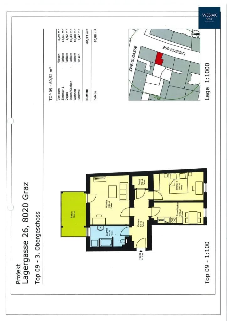 2-Zimmer-Wohnung mieten in Graz – 61 m², € 671 – Bild 2 von 2